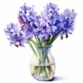 Purple Hyacinth Watercolor Print In Realistic Cartoon Style