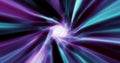 Purple hypertunnel spinning space tunnel made of twisted swirling energy magic glowing light lines abstract background Royalty Free Stock Photo