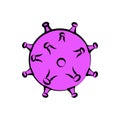 Purple icon of the medical Chinese virus microbe dangerous deadly strain covid-19 coronavirus epidemic pandemic disease. Royalty Free Stock Photo