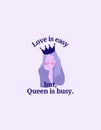 Purple Illustrated Busy Queen T-Shirt