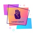 Purple Indian symbol hand icon isolated on white background. Color rectangle button. Vector