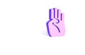 Purple Indian symbol hand icon isolated on white background. Minimalism concept. 3d illustration 3D render