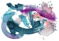 Purple indigo expressive watercolor stain. dynamic multicolor abstraction