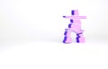 Purple Inukshuk icon isolated on white background. Minimalism concept. 3d illustration 3D render