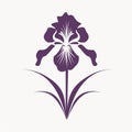 Purple Iris Flower Icon: Graphic Minimalism With Calligraphic Elegance
