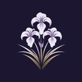 Purple Iris Plant Flowers In Birch Pot Logo Design