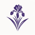 Purple Iris Plant Icon: Calligraphic Elegance And Minimalistic Silhouette