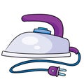 Purple iron, home appliances, isolated object on white background, vector illustration