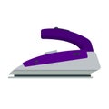 Purple iron isolated on white background - illustration. Flat icon logo electrical equipment, ironing electric appliance, h