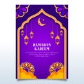 Purple Islamic Flyer Background Design with Gold Accents and Simple Ornaments
