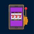 Purple jackpot lucky wins slot machine on mobile phone