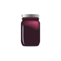 Purple jam jar glass isolated on white background. Mock up of vector jelly jar glass good for presentation of marmelade