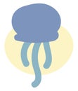 Purple jellyfish with blue tentacles, icon Royalty Free Stock Photo