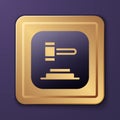 Purple Judge gavel icon isolated on purple background. Gavel for adjudication of sentences and bills, court, justice