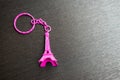 Purple keychain of eiffel tower Royalty Free Stock Photo