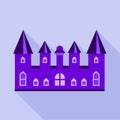 Purple kingdom palace icon, flat style Royalty Free Stock Photo