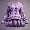 Purple Knit Sweater: Fanciful Elements, Voluminous Mass, Hyper Realistic