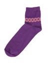 Purple knitted sock Royalty Free Stock Photo