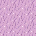 Purple lavender and butterflies repeat pattern. Royalty Free Stock Photo