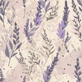 purple lavender flowers seamless pattern floral scrapbooking sheet design pastel print painting Royalty Free Stock Photo