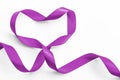 Purple lavender heart ribbon element isolated on white background clipping path, raising awareness on national cancer control