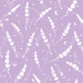 Purple lavender seamless repeat pattern. Royalty Free Stock Photo