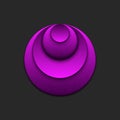 Purple layered circular pattern logo with round geometric shape and smooth gradients on dark background, symbol of modern artistic