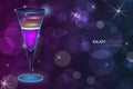 Purple layered exotic cocktail in tall glass bokeh Royalty Free Stock Photo