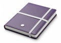 Purple leather bound journal with white elastic band closure and button detail Royalty Free Stock Photo
