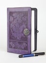 Purple leather bound writing journal and pen