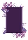 Purple leaves frame. Violet botanical vector