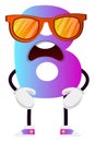 Purple letter B with sunglasses vector illustration