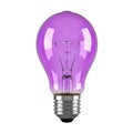 Purple light bulb isolated on clean and solid white background Royalty Free Stock Photo