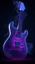 a purple light guitar generative AI Royalty Free Stock Photo