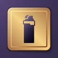 Purple Lighter icon isolated on purple background. Gold square button. Vector