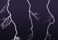 Purple lightning branched out in the sky