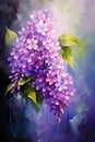 Purple Lilac Brush Strokes Painting