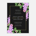Purple lilac flower wedding invitation card template Royalty Free Stock Photo