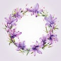 Purple Lily Wreath: Delicate Realism Illustration With Subtle Romantic Vibes