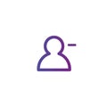 Purple Linear outline Remove or delete Person icon, User icon vector illustration isolated on white background. Editable stroke