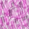 Purple lines on chaotic watercolor brush strokes in neutral warm pink fuchsia color palette, abstract background design Royalty Free Stock Photo