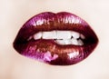 Purple lipstick lips Royalty Free Stock Photo