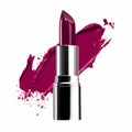 Purple lipstick and sample texture isolated on white background, beauty make-up cosmetics and luxury makeup product, generative ai