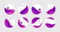 Purple liquid highlight story cover icons for social media. Vector abstract circle trendy icons for instagram highlights