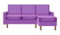 Purple living room sofa mockup, realistic style Royalty Free Stock Photo