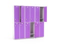 Purple lockers. Two row section of lockers for schoool or gym Royalty Free Stock Photo