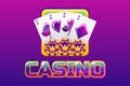 Purple logo text casino and icon, For Ui Game