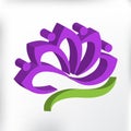 Purple lotus 3D flower logo vector image illustration graphic design Royalty Free Stock Photo