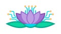 Purple Lotus Flower with Digital Elements, Tech Flora, vector design Generative AI Royalty Free Stock Photo