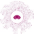 Purple Lotus flower icon isolated on white background. Abstract circle random dots. Vector Royalty Free Stock Photo